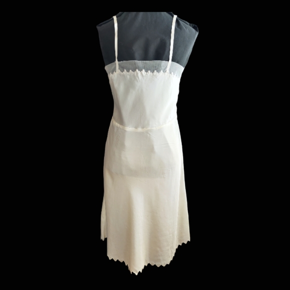 Vintage Classic Parisian Ivory Full Slip-Dress 1950's Satin Bell-Drop Hemline - Picture 2 of 15